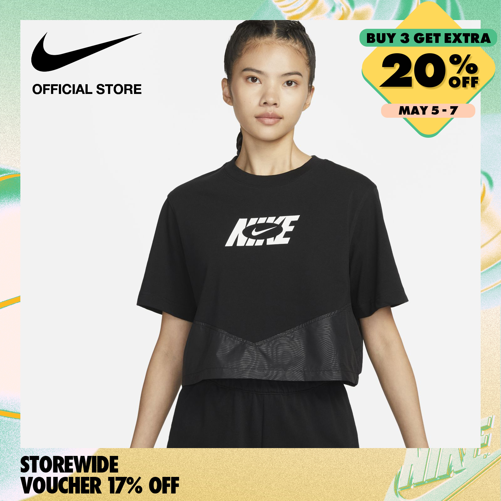 Nike Women's Sportswear Icon Clash Short-Sleeve Top - Black